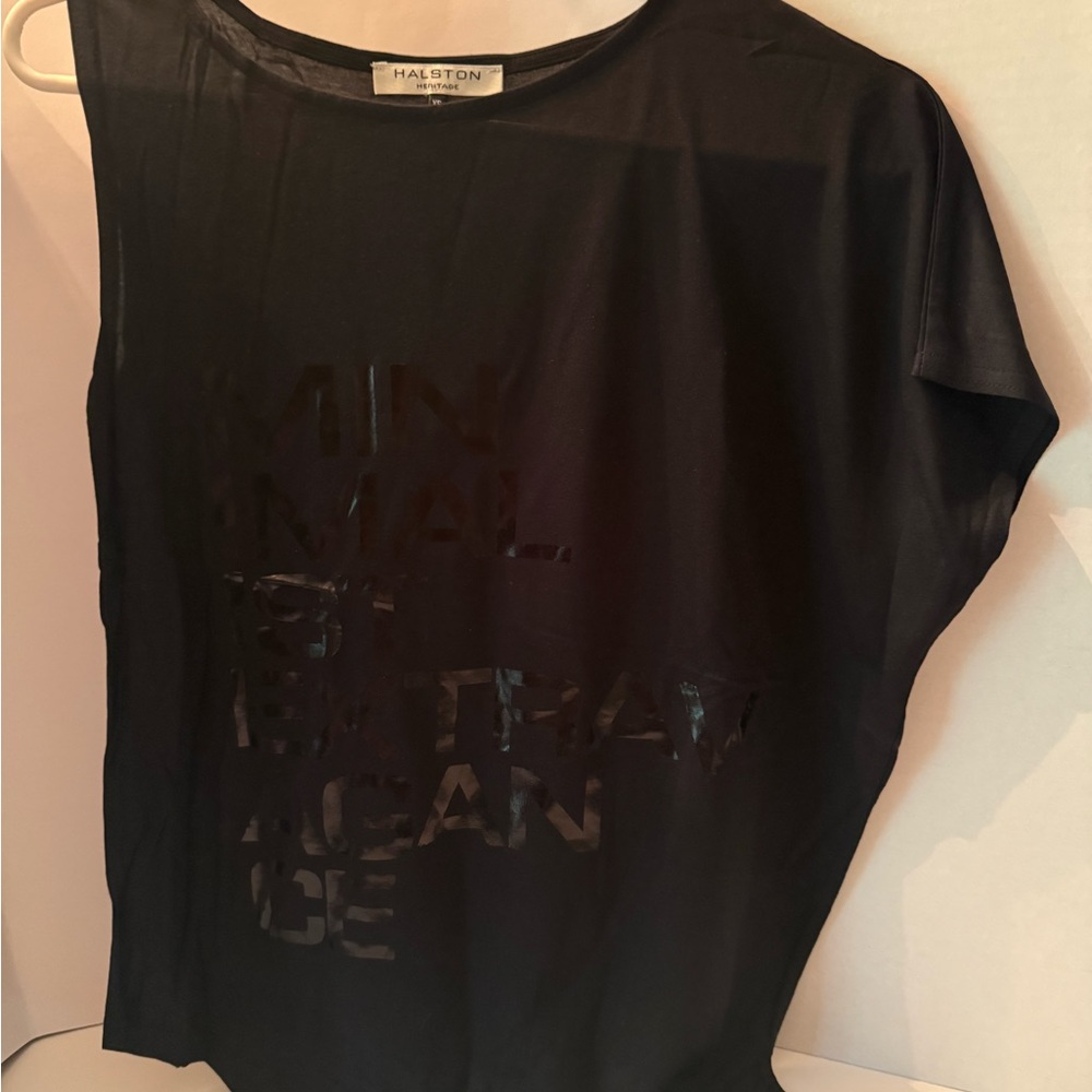 Halston Heritage Minimalist Extravagance Asymmetrical Black Blouse Women’ XS NEW
